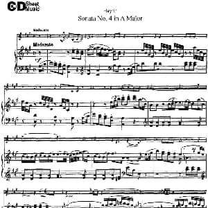 小提琴谱 | Violin Sonata No.4 in A Major 小提琴 钢琴伴奏