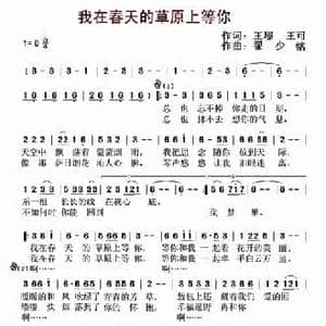 我在春天的草原上等你_民歌简谱_词曲:王璟 王可 翟少铭