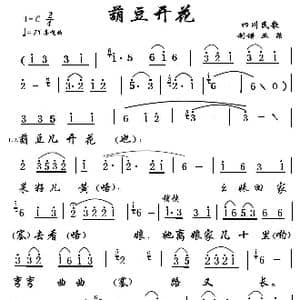 葫豆开花_歌谱投稿_词曲:四川民歌 不详