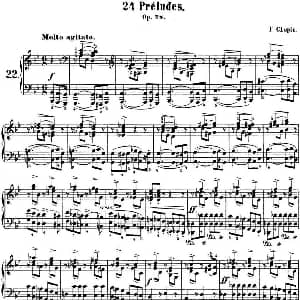 肖邦 24首钢琴前奏曲 Op.28 No.22 G小调 钢琴谱 肖邦