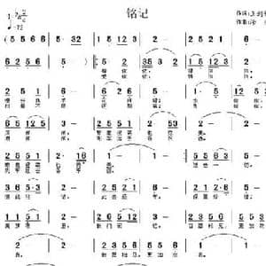 铭记_民歌简谱_词曲:王剑钟 涂乐