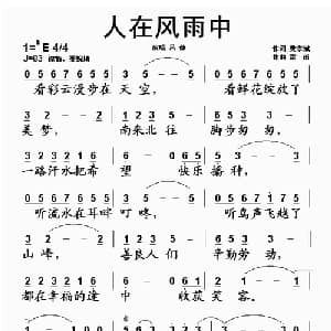 人在风雨中_通俗唱法乐谱_词曲:樊孝斌 雷雨