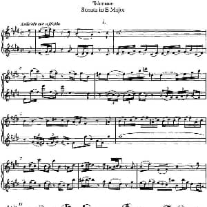 长笛曲谱 | 台莱曼E大调双长笛奏鸣曲 No.1 Telemann 台莱曼