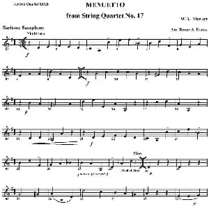 萨克斯谱 | MENUETTO from String Quartet No.17 四重奏 上低音萨克斯分谱
