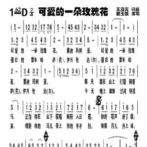 可爱的一朵玫瑰花_歌谱投稿_词曲:王洛宾 王洛宾