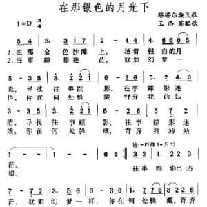 在那银色的月光下_民歌简谱_词曲: 塔塔尔族民歌