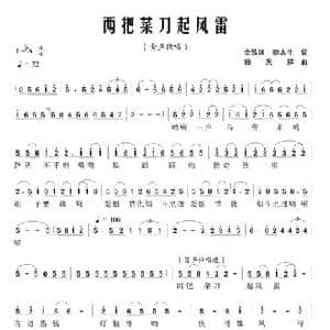 两把菜刀起风雷_民歌简谱_词曲:李木生 杨天解