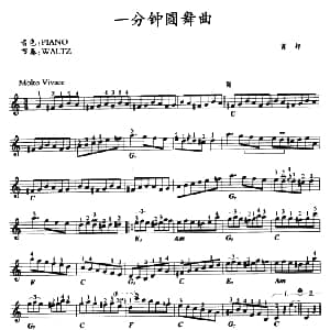 电子琴谱 | 一分钟圆舞曲 肖邦曲 冯国林