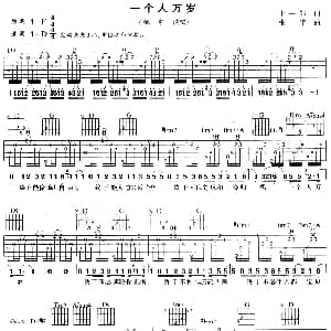 一个人万岁 吉他谱 张宇 十一郎 张宇