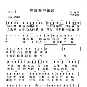 在寂静中荡漾_通俗唱法乐谱_词曲:渃韵 李国强