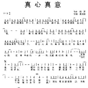 真心真意_通俗唱法乐谱_词曲:黄榆婷 杨潇