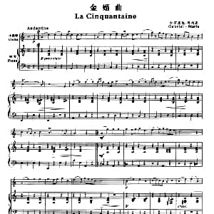 小提琴谱 | 金婚曲 小提琴 钢琴伴奏 加布里埃 玛利亚
