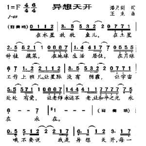 异想天开_歌曲简谱_词曲:潘月剑 王龙