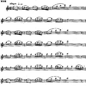 长笛曲谱 | 长笛练习曲100课之第32课 两个八分音符后的十六分音符吹法