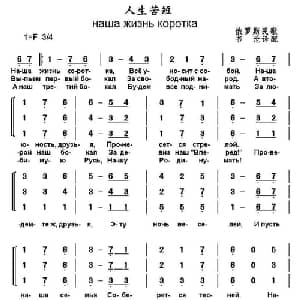 人生苦短 俄罗斯 _外国歌谱_词曲: 书沧 译配