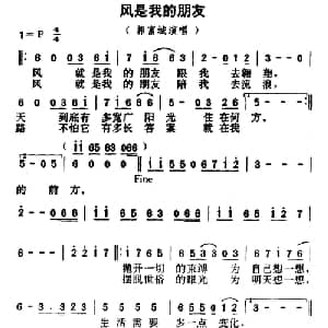 风是我的朋友_通俗唱法乐谱_词曲:丁晓雯 ISKANDAR ISMAIL