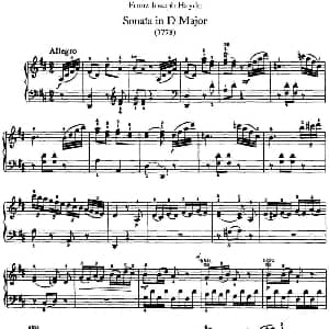 海顿 钢琴奏鸣曲 Hob XVI 33 in D major 钢琴谱 海顿