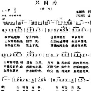 只因为_美声唱法乐谱_词曲:邓超荣 邓超荣