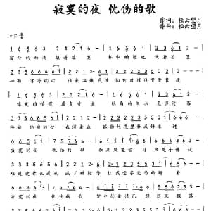 寂寞的夜 忧伤的歌_通俗唱法乐谱_词曲:轻云望月 轻云望月