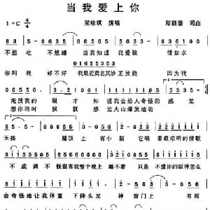 当我爱上你_通俗唱法乐谱_词曲:郑颖珊 郑颖珊