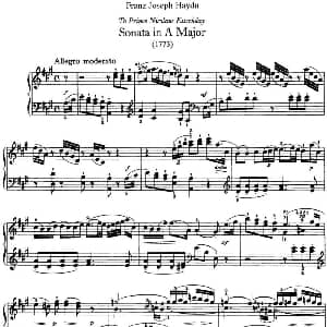 海顿 钢琴奏鸣曲 Hob XVI 26 in A major 钢琴谱 海顿