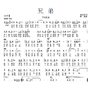 兄弟_通俗唱法乐谱_词曲:薛沣洋 臧翔