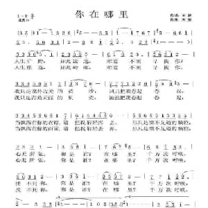 你在哪里_通俗唱法乐谱_词曲:王跃 天妮