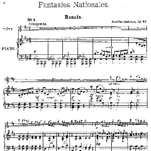 长笛曲谱 | Fantaisies nationales. Danois. Op.59 No.1 长笛 钢琴伴奏 丹麦 安德森