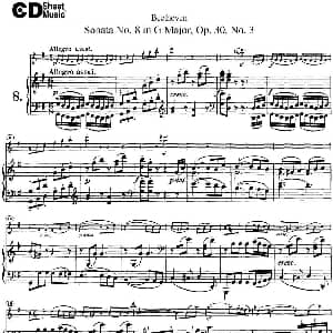 小提琴谱 | Violin Sonata No.8 in G Major Op.30 No.3 小提琴 钢琴伴奏
