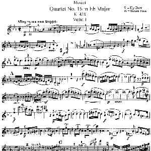 小提琴谱 | Mozart Quartet No.16 in Eb Major,K.428 Violin 1分谱