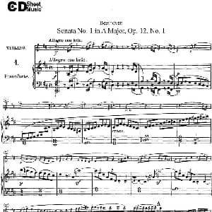 小提琴谱 | Violin Sonata No.1 in D Major Op.12 No.1 小提琴 钢琴伴奏