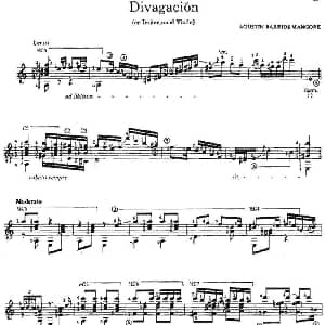 Divagacion 吉他谱 奥古斯汀 巴里奥斯 曼戈雷 Agustin Barrios Mangore