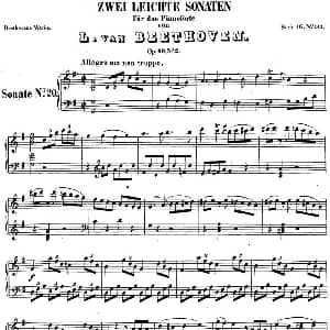 贝多芬钢琴奏鸣曲20 G大调 Op.49 No.2 G major 钢琴谱 贝多芬