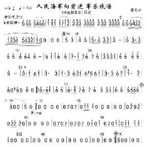 4人民海军向前进 bB克拉管Ⅱ分谱 军乐_歌曲简谱_词曲: 魏群