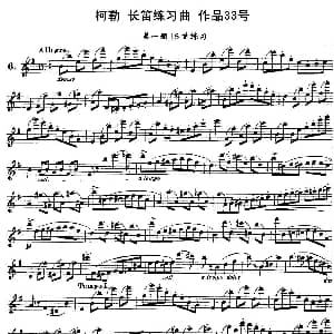 长笛曲谱 | 柯勒长笛练习曲作品33号 第一册 6 埃内斯托 柯勒 ERNESTO KOEHLER