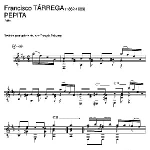 PEPITA Polka 吉他谱 弗朗西斯科 泰雷加 Francisco Tarrega 1852 1909