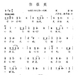 你很爽_通俗唱法乐谱_词曲:阎肃 王祖皆 张卓娅