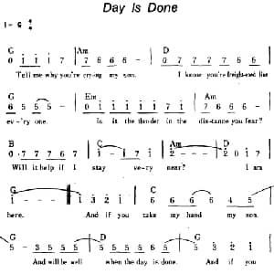 Day Is Done 美国 _外国歌谱