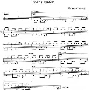 Evanescence Going under 爵士鼓谱