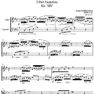 2 Part Invention XIV 二部创意曲No.14 小提琴 大提琴二重奏 巴赫