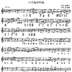 小白兔学种菜_儿歌乐谱_词曲:毕健民 莫恭敏