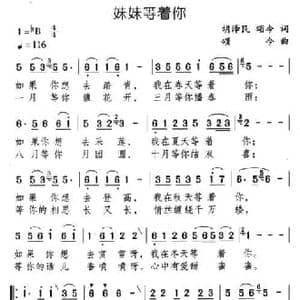 妹妹等着你_民歌简谱_词曲:胡泽民 颂今