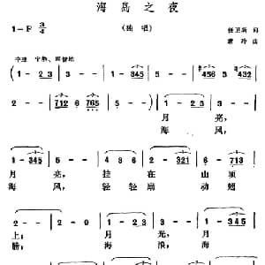 海岛之夜_美声唱法乐谱_词曲:任卫新 萧冷