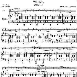 小提琴谱 | 25首小提琴曲合集 Walzer. Waltz. HANS SITT. Op.26No.6 小提琴 钢琴伴奏 BENONI LAGYE