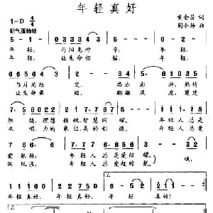 年轻真好_通俗唱法乐谱_词曲:黄金昌 荆小扬