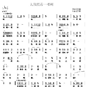 太阳照着一棵树_儿歌乐谱_词曲:赵大国 王东音