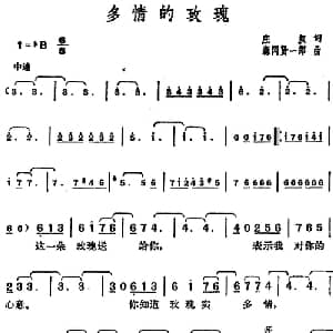 邓丽君演唱金曲 多情的玫瑰_通俗唱法乐谱_词曲:庄奴 森冈贤一郎