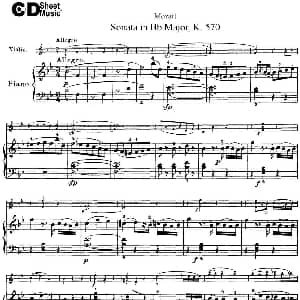 小提琴谱 | Violin Sonata in Bb Major K.570 小提琴 钢琴伴奏