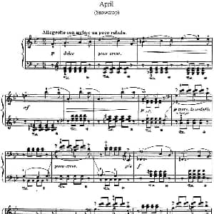 柴可夫斯基 四季 4月 松雪草 降B大调 Snowdrop B flat major 钢琴谱 柴可夫斯基