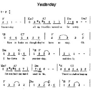 Yesterday 美国 _外国歌谱